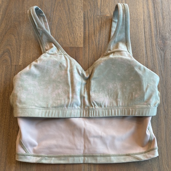 🎈Dragon Fit Sports Bra Tie Dye Green & Pink, Shelf Bra, Removable Pads, XS - Picture 4 of 6